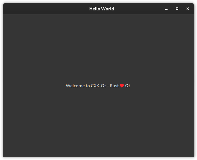 A Qt Application saying "Hello World"