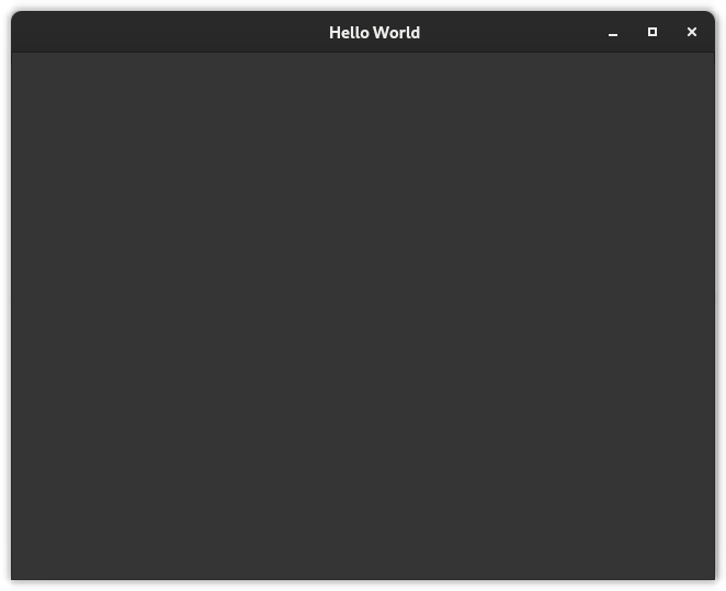 An empty window with the title "Hello World"